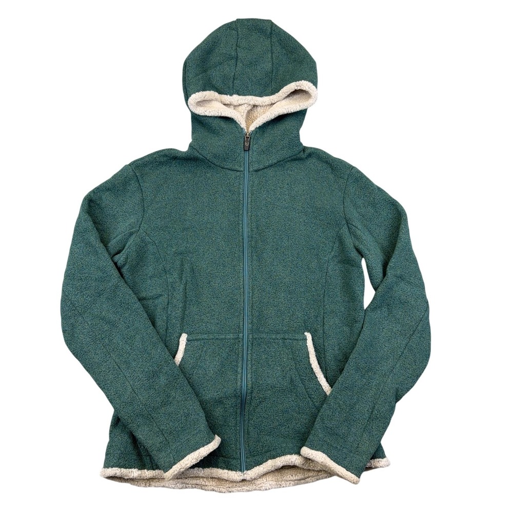 Kuhl Jacket Womens Medium‎ Green Alfpaca Fleece Full Zip Hooded Sherpa Lined
